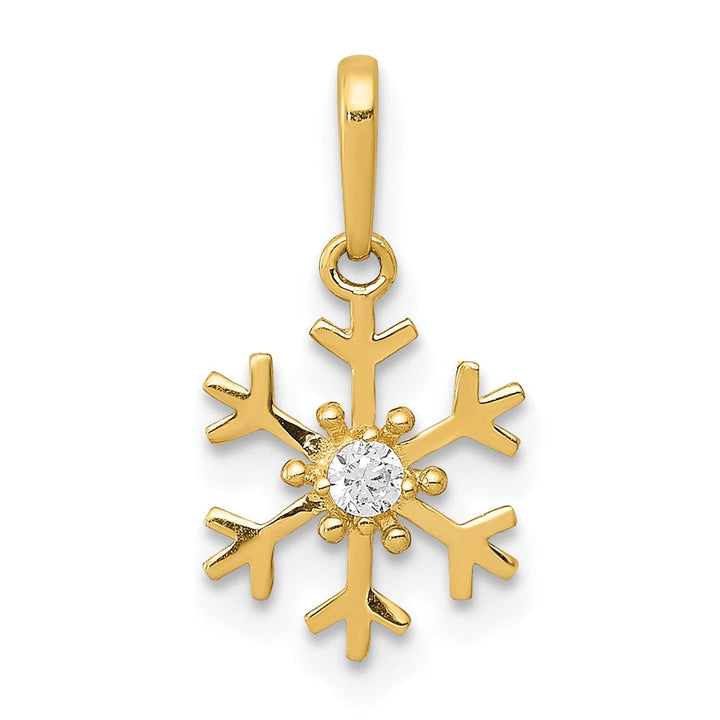 Lovely Rita's Pendants & Charms 14k Yellow Gold Snowflake C.Z Charm Pendant