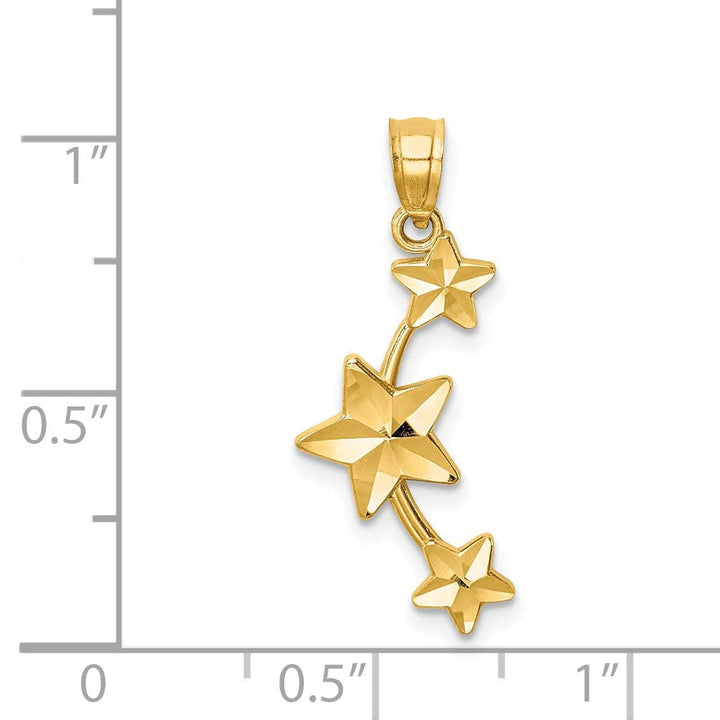 Lovely Rita's Pendants & Charms 14K Yellow Gold Soild Diamond Cut Polished Finish 3-Stars Charm Pendant