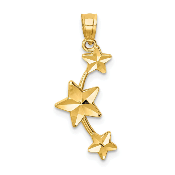 Lovely Rita's Pendants & Charms 14K Yellow Gold Soild Diamond Cut Polished Finish 3-Stars Charm Pendant