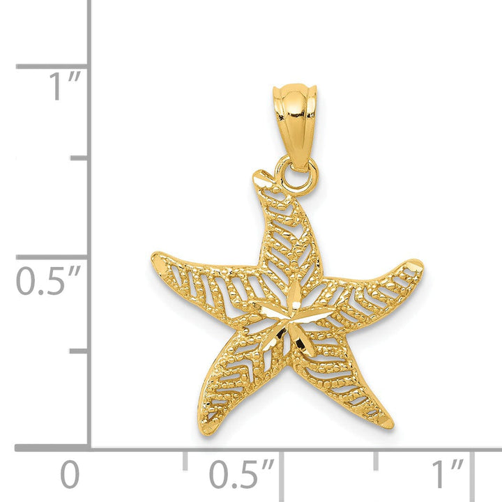 Lovely Rita's Pendants & Charms 14k Yellow Gold Soild Diamond Cut Polished Finish Filigree Design Starfish Charm Pendant