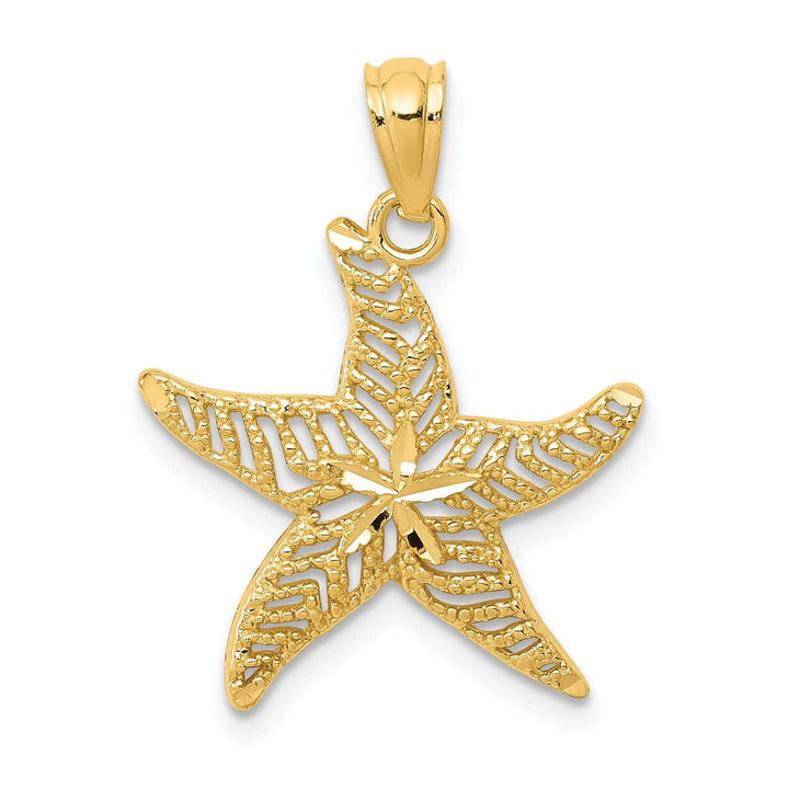 Lovely Rita's Pendants & Charms 14k Yellow Gold Soild Diamond Cut Polished Finish Filigree Design Starfish Charm Pendant