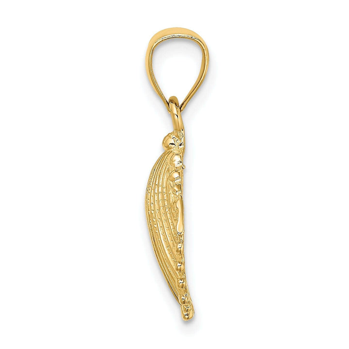 Lovely Rita's Pendants & Charms 14k Yellow Gold Soild Polished Texture Finish Scallop Shell Charm Pendant