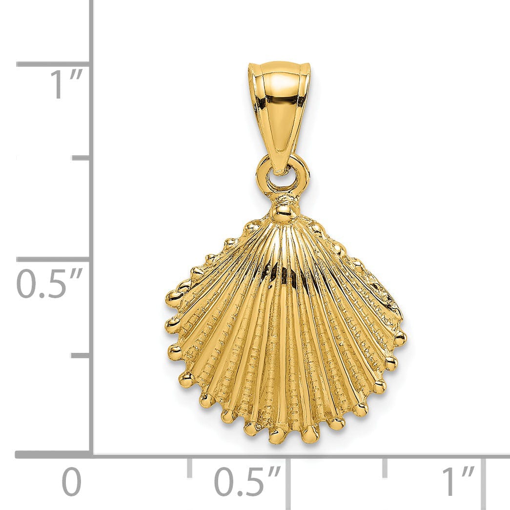 Lovely Rita's Pendants & Charms 14k Yellow Gold Soild Polished Texture Finish Scallop Shell Charm Pendant