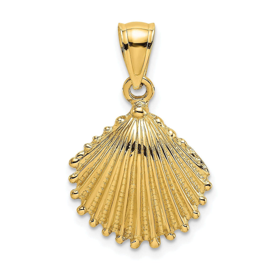 Lovely Rita's Pendants & Charms 14k Yellow Gold Soild Polished Texture Finish Scallop Shell Charm Pendant