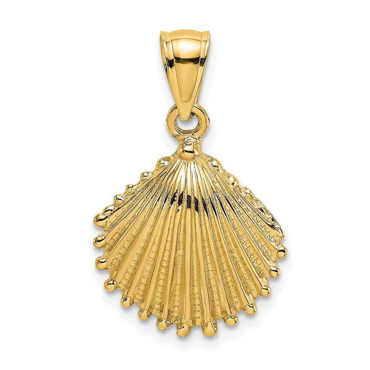 Lovely Rita's Pendants & Charms 14k Yellow Gold Soild Polished Texture Finish Scallop Shell Charm Pendant
