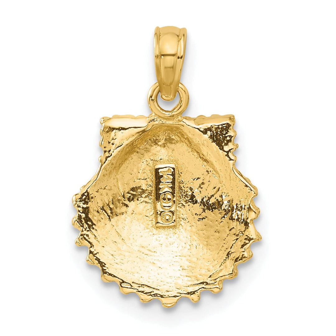Lovely Rita's Pendants & Charms 14k Yellow Gold Soild Polished Textured Finish Men's Scallop Shell Charm Pendant