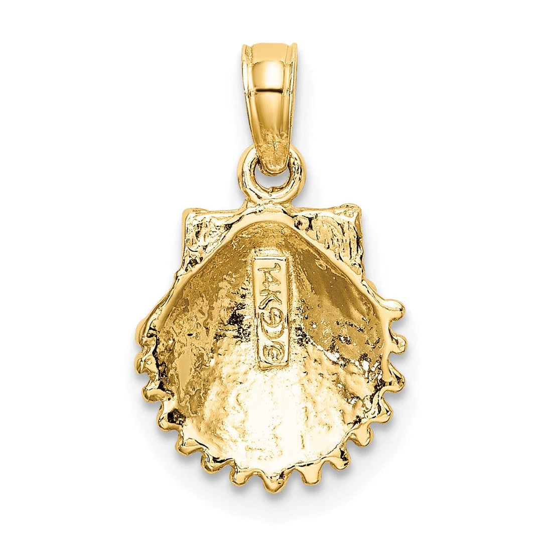 Lovely Rita's Pendants & Charms 14k Yellow Gold Soild Polished Textured Finish Scallop Shell Charm Pendant