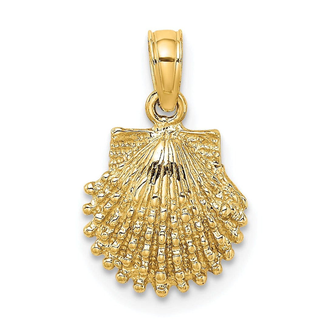 Lovely Rita's Pendants & Charms 14k Yellow Gold Soild Polished Textured Finish Scallop Shell Charm Pendant