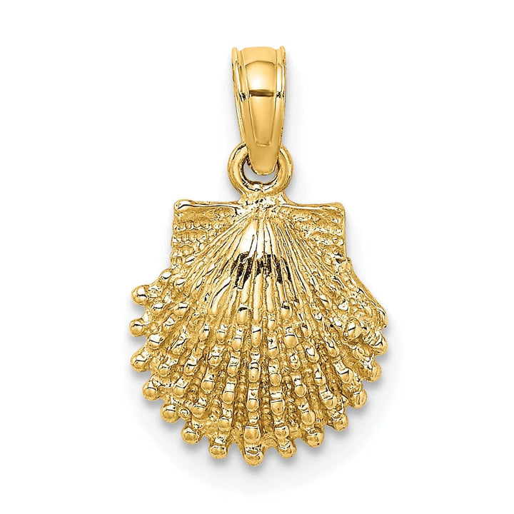 Lovely Rita's Pendants & Charms 14k Yellow Gold Soild Polished Textured Finish Scallop Shell Charm Pendant