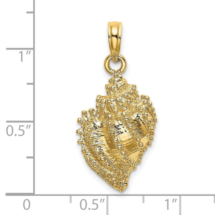 Lovely Rita's Pendants & Charms 14K Yellow Gold Soild Textured Polished Finish Conch Shell Charm Pendant