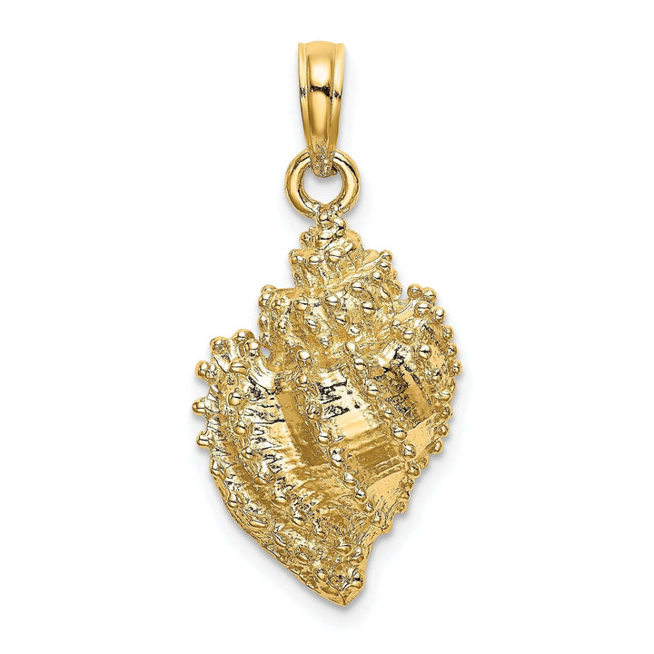 Lovely Rita's Pendants & Charms 14K Yellow Gold Soild Textured Polished Finish Conch Shell Charm Pendant