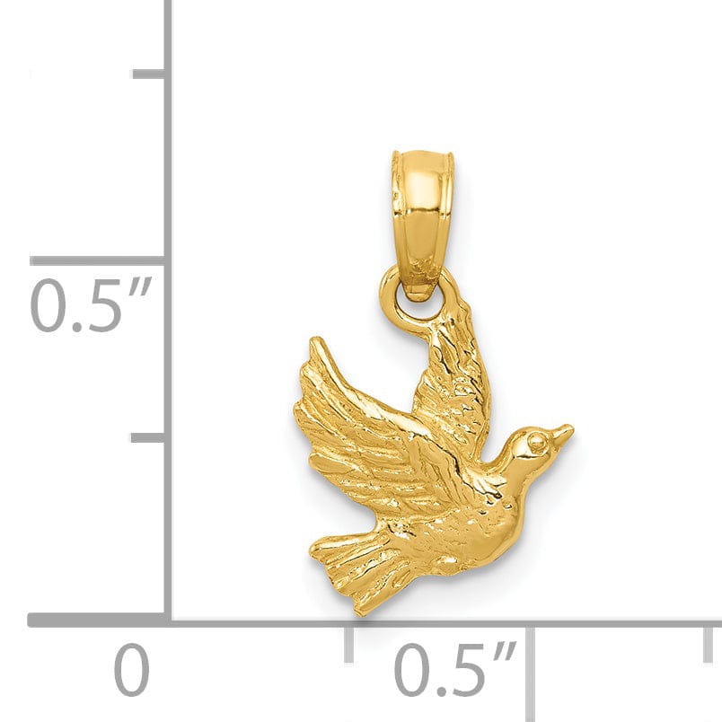 Lovely Rita's Pendants & Charms 14K Yellow Gold Soild Textured Polished Finish Flying Dove Charm Pendant