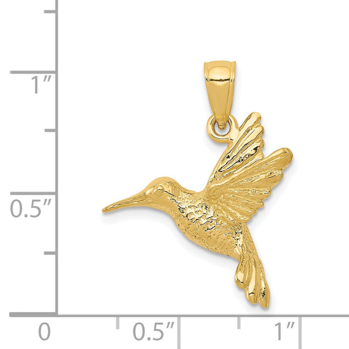 Lovely Rita's Pendants & Charms 14k Yellow Gold Soild Textured Polished Finish Open Back Hummingbird Charm Pendant
