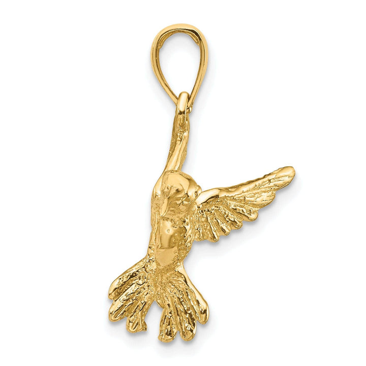 Lovely Rita's Pendants & Charms 14k Yellow Gold Soild Textured Polished Finish Open Back Hummingbird Charm Pendant