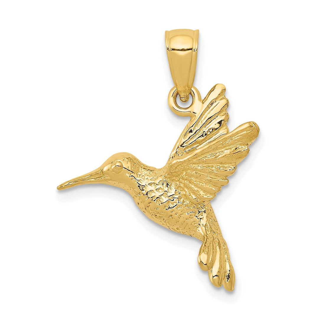 Lovely Rita's Pendants & Charms 14k Yellow Gold Soild Textured Polished Finish Open Back Hummingbird Charm Pendant