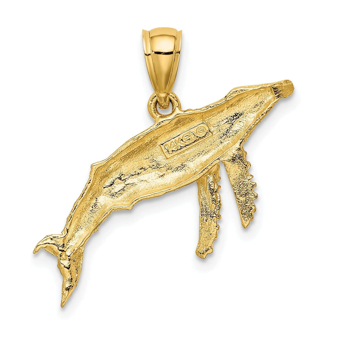Lovely Rita's Pendants & Charms 14K Yellow Gold Solid 2-Dimensional Textured Polished Finish Whale Charm Pendant