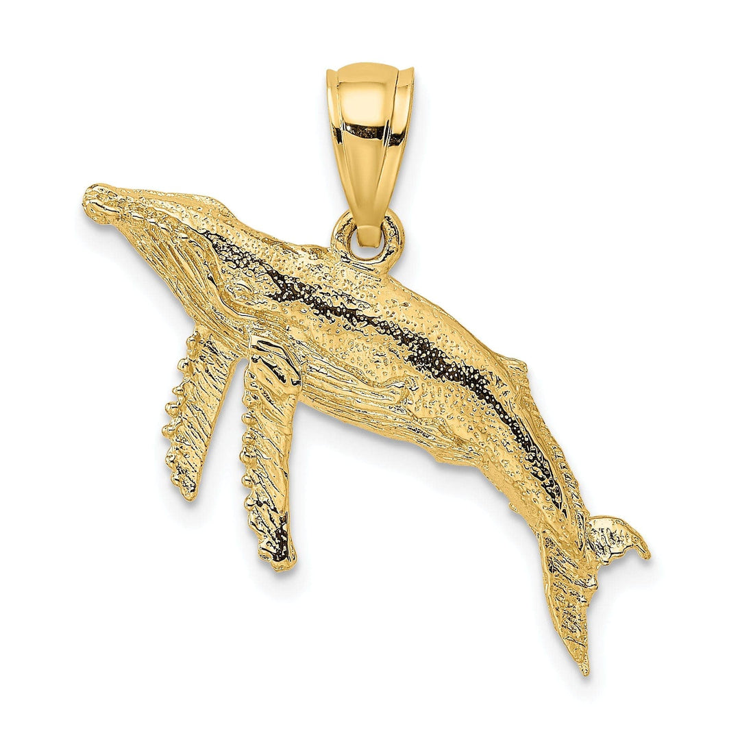 Lovely Rita's Pendants & Charms 14K Yellow Gold Solid 2-Dimensional Textured Polished Finish Whale Charm Pendant