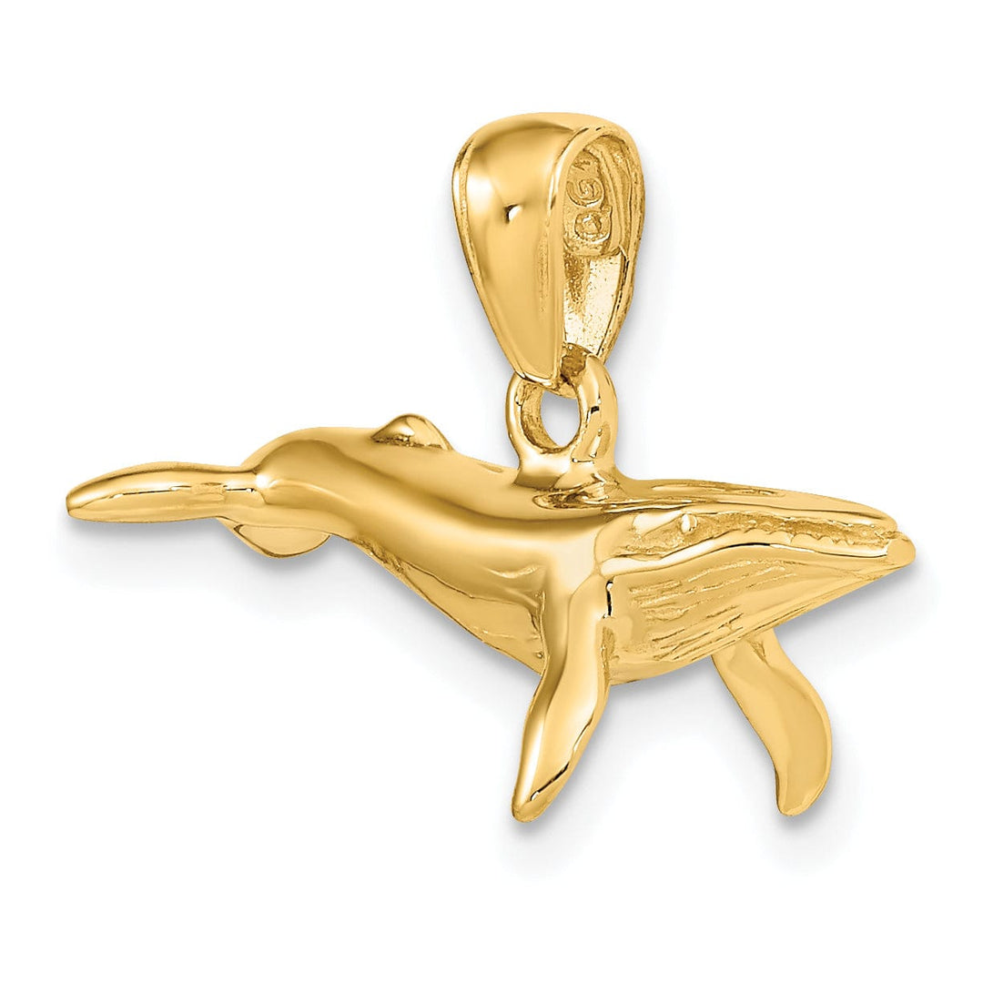 Lovely Rita's Pendants & Charms 14K Yellow Gold Solid  3-Dimensional Humpback Whale Charm Pendant