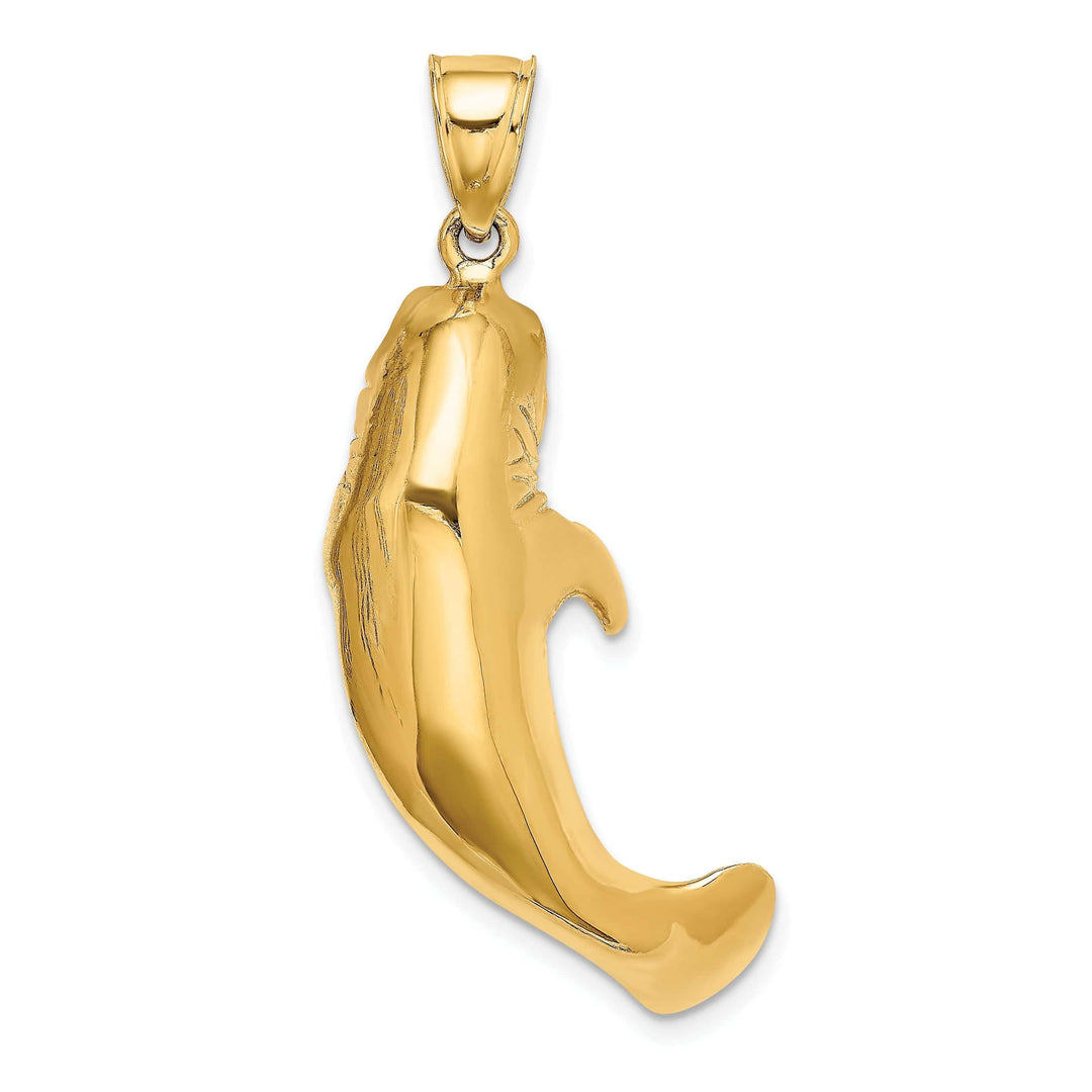 Lovely Rita's Pendants & Charms 14K Yellow Gold Solid 3-Dimensional Polished Finish Manatee Charm Pendant