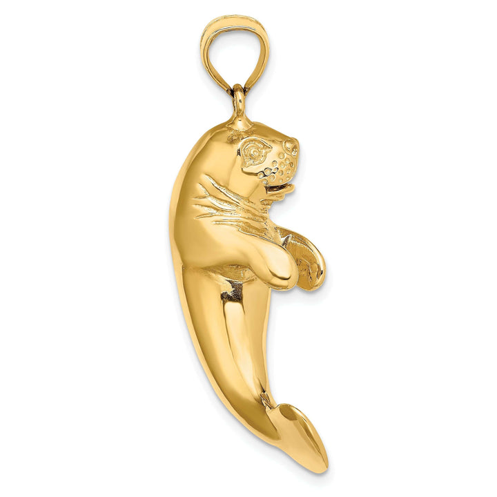 Lovely Rita's Pendants & Charms 14K Yellow Gold Solid 3-Dimensional Polished Finish Manatee Charm Pendant