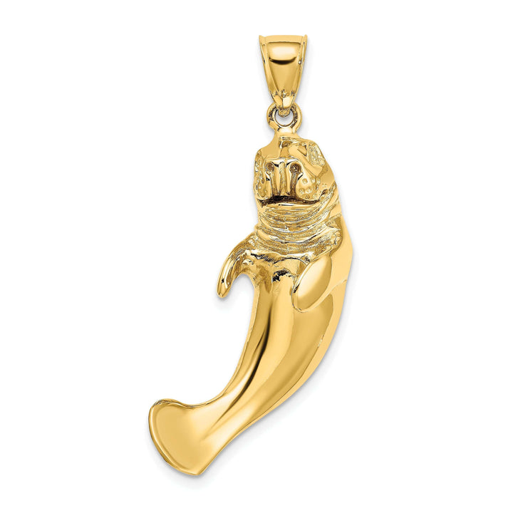 Lovely Rita's Pendants & Charms 14K Yellow Gold Solid 3-Dimensional Polished Finish Manatee Charm Pendant