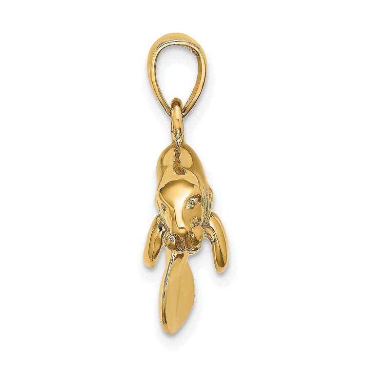 Lovely Rita's Pendants & Charms 14K Yellow Gold Solid 3-Dimensional Polished Finish Swimming Manatee Design Charm Pendant