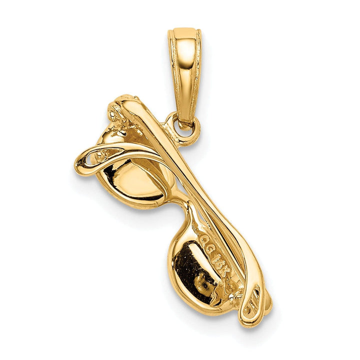 Lovely Rita's Pendants & Charms 14k Yellow Gold Solid 3-Dimensional Polished Pink Enameled Finish Moveable Sunglasses Charm Pendant
