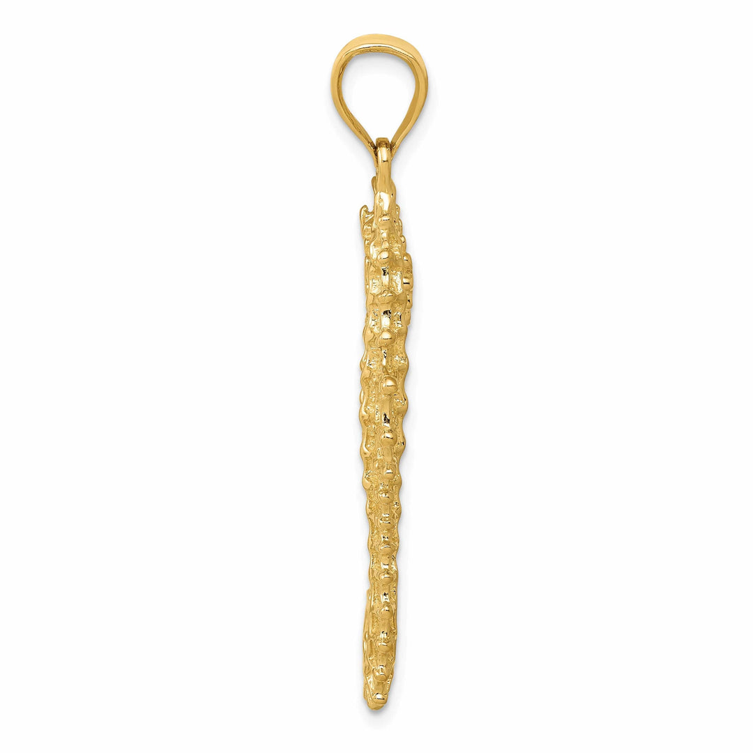 Lovely Rita's Pendants & Charms 14k Yellow Gold Solid 3-Dimensional Texture Polished Finish Seahorse Charm Pendant