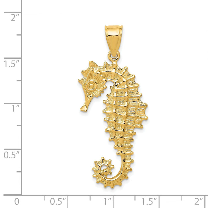 Lovely Rita's Pendants & Charms 14k Yellow Gold Solid 3-Dimensional Texture Polished Finish Seahorse Charm Pendant