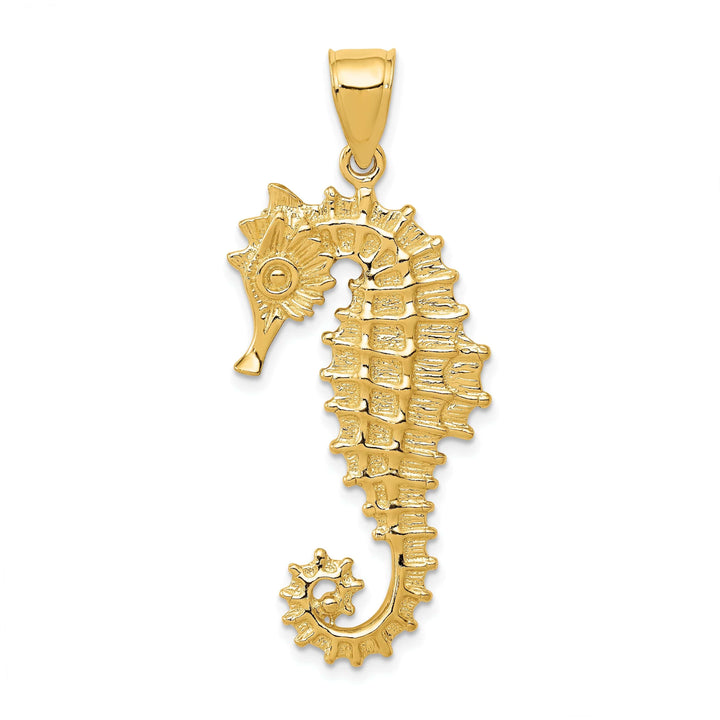 Lovely Rita's Pendants & Charms 14k Yellow Gold Solid 3-Dimensional Texture Polished Finish Seahorse Charm Pendant