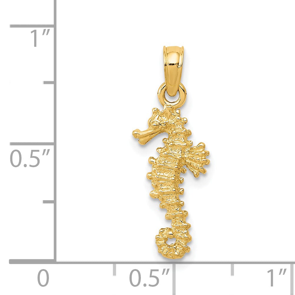 Lovely Rita's Pendants & Charms 14k Yellow Gold Solid 3-Dimensional Textured Finish Seahorse Charm Pendant