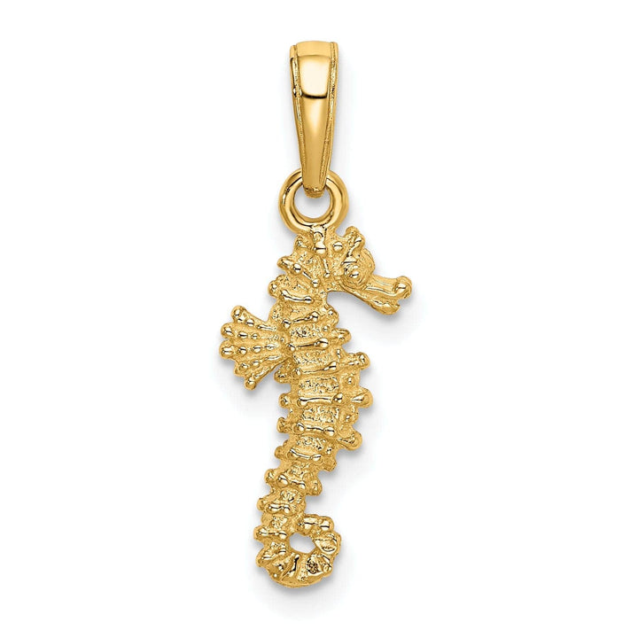 Lovely Rita's Pendants & Charms 14k Yellow Gold Solid 3-Dimensional Textured Finish Seahorse Charm Pendant