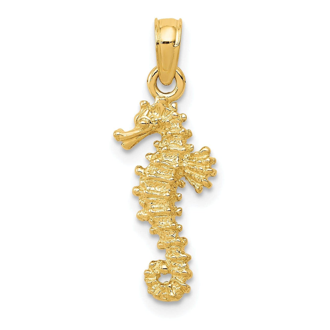 Lovely Rita's Pendants & Charms 14k Yellow Gold Solid 3-Dimensional Textured Finish Seahorse Charm Pendant