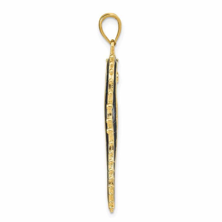 Lovely Rita's Pendants & Charms 14k Yellow Gold Solid 3-Dimensional Textured Polished Blue Enameled Finish Men's Seahorse Charm Pendant