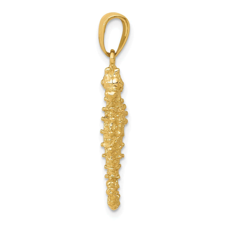 Lovely Rita's Pendants & Charms 14k Yellow Gold Solid 3-Dimensional Textured Polished Finish Seahorse Charm Pendant