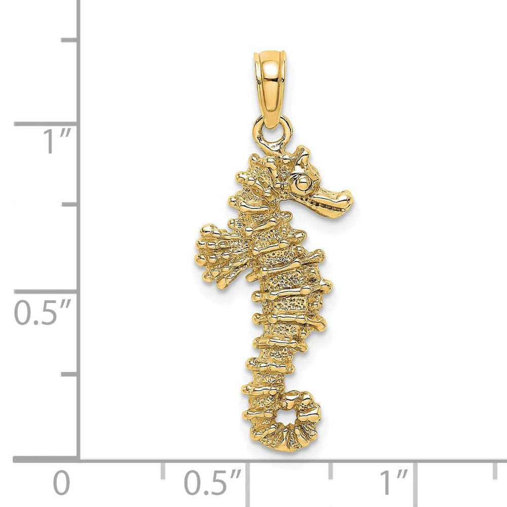Lovely Rita's Pendants & Charms 14k Yellow Gold Solid 3-Dimensional Textured Polished Finish Seahorse Charm Pendant