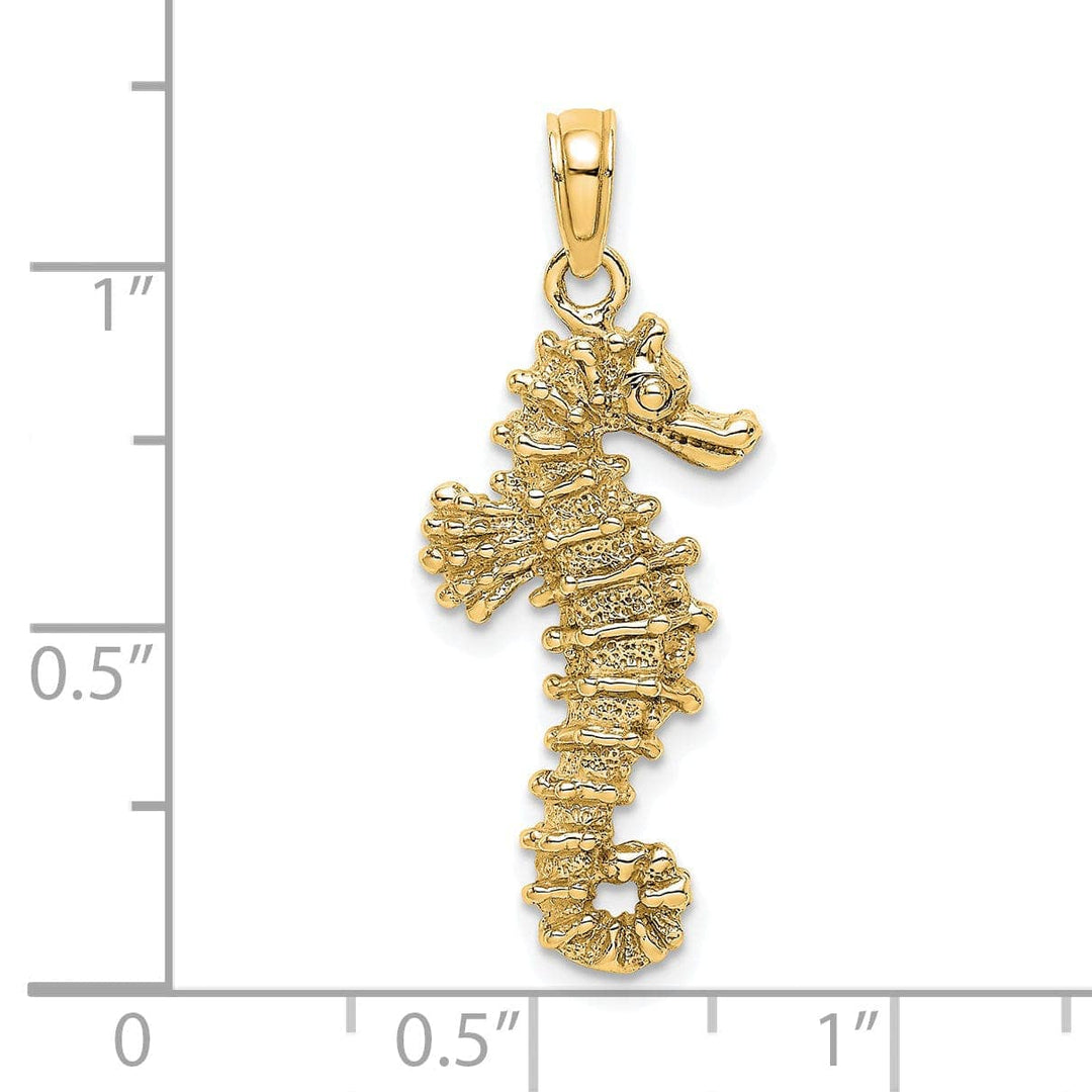 Lovely Rita's Pendants & Charms 14k Yellow Gold Solid 3-Dimensional Textured Polished Finish Seahorse Charm Pendant