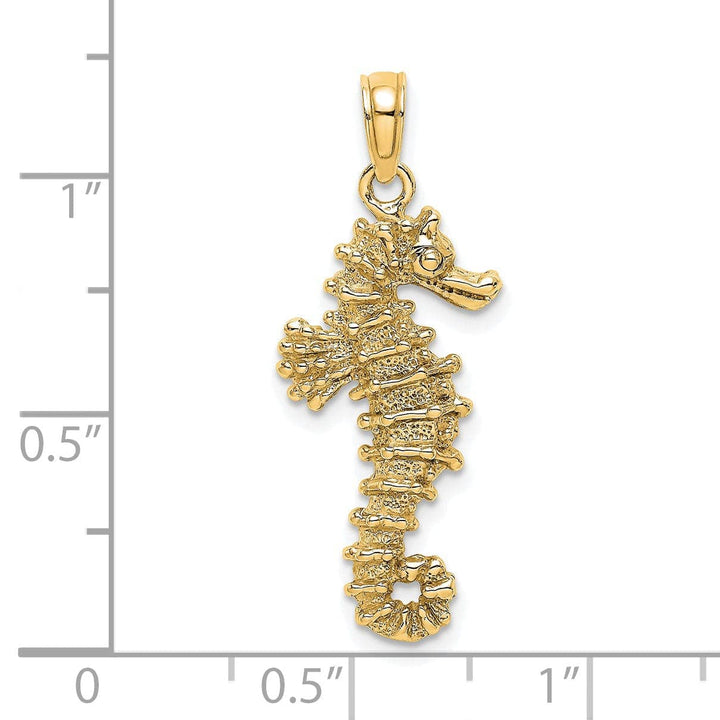 Lovely Rita's Pendants & Charms 14k Yellow Gold Solid 3-Dimensional Textured Polished Finish Seahorse Charm Pendant