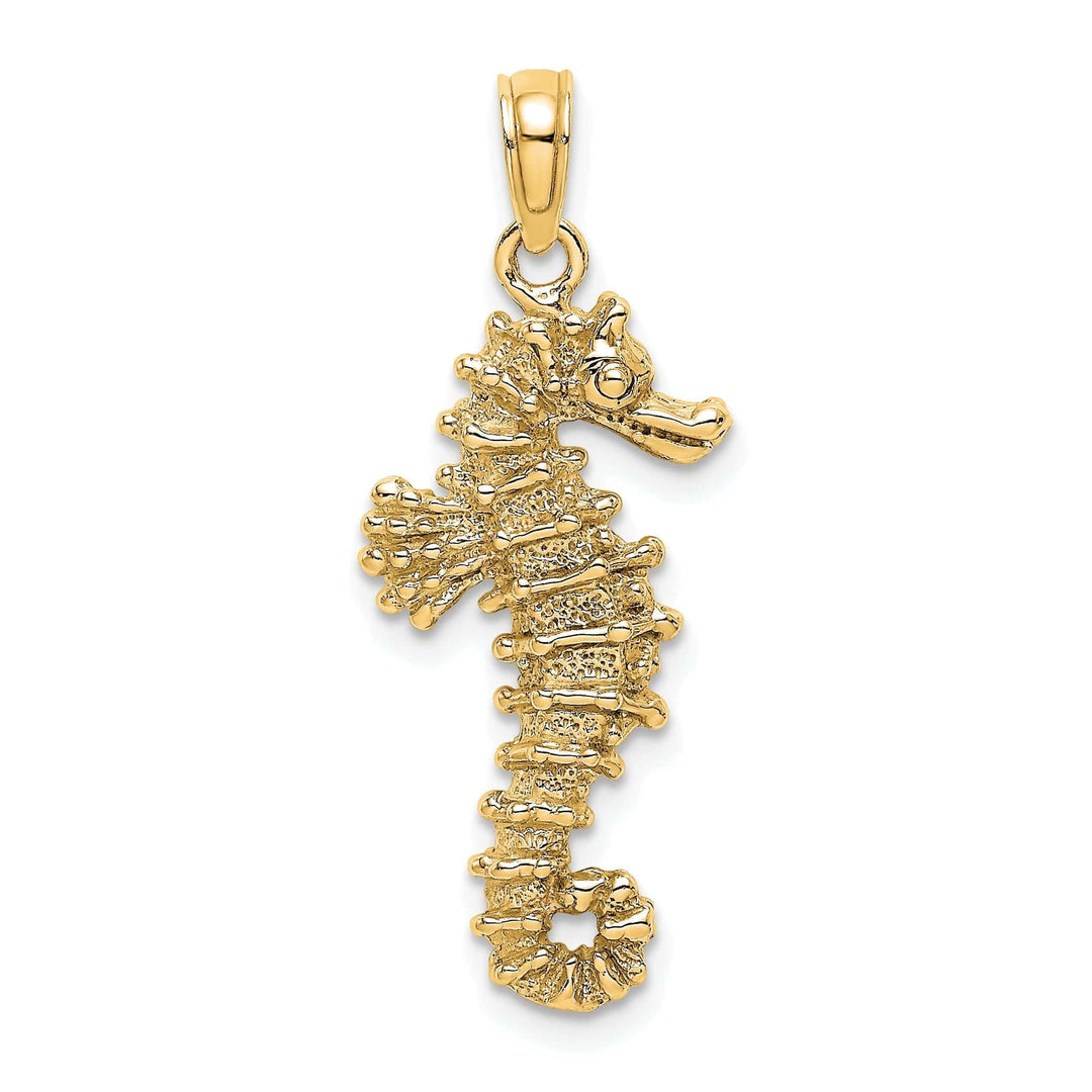 Lovely Rita's Pendants & Charms 14k Yellow Gold Solid 3-Dimensional Textured Polished Finish Seahorse Charm Pendant