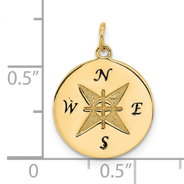 Lovely Rita's Pendants & Charms 14k Yellow Gold Solid Antiqued Compass Pendant