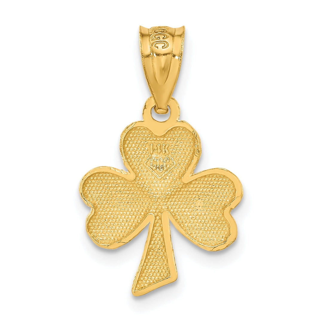Lovely Rita's Pendants & Charms 14k Yellow Gold Solid Brush Textured Polished Diamond Cut Finish Shamrock Charm Pendant