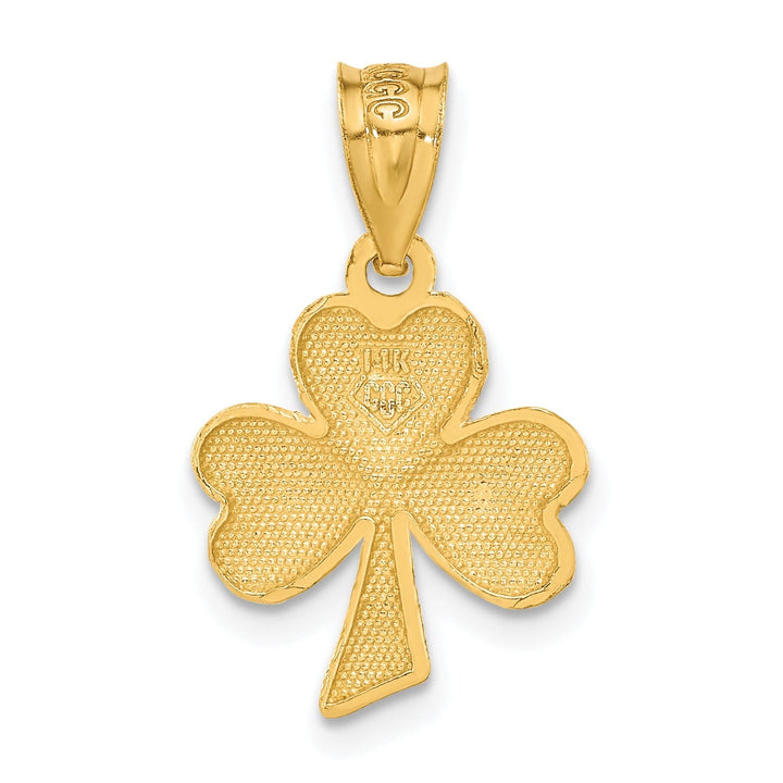 Lovely Rita's Pendants & Charms 14k Yellow Gold Solid Brush Textured Polished Diamond Cut Finish Shamrock Charm Pendant