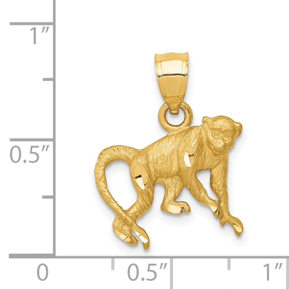 Lovely Rita's Pendants & Charms 14K Yellow Gold Solid Brushed D.C Finish Monkey Charm Pendant