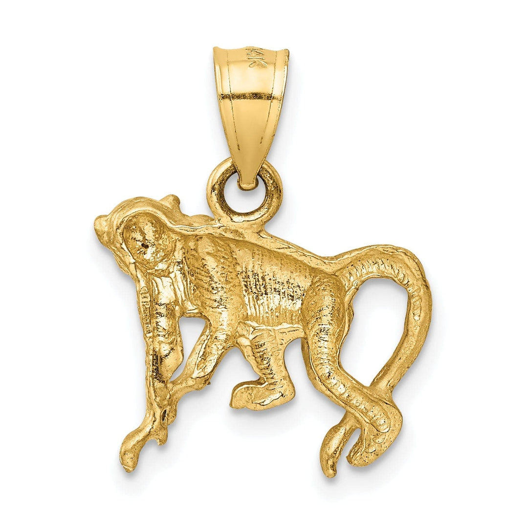 Lovely Rita's Pendants & Charms 14K Yellow Gold Solid Brushed D.C Finish Monkey Charm Pendant