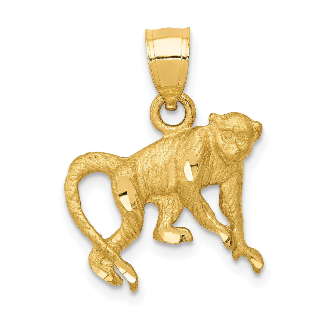 Lovely Rita's Pendants & Charms 14K Yellow Gold Solid Brushed D.C Finish Monkey Charm Pendant