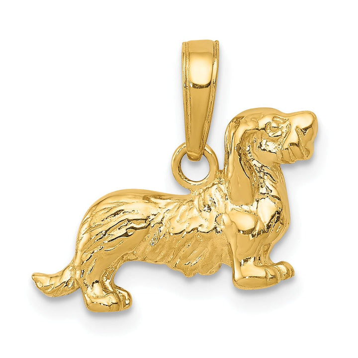 Lovely Rita's Pendants & Charms 14K Yellow Gold Solid Brushed Diamond Cut Bill Dog Face Charm Pendant
