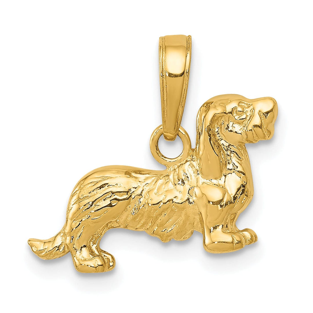 Lovely Rita's Pendants & Charms 14K Yellow Gold Solid Brushed Diamond Cut Bill Dog Face Charm Pendant