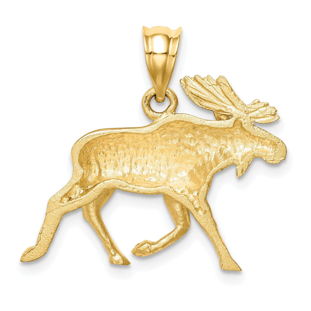 Lovely Rita's Pendants & Charms 14K Yellow Gold Solid Brushed Diamond Cut Finish Alaskan Moose Charm Pendant