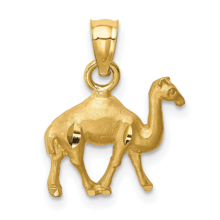 Lovely Rita's Pendants & Charms 14K Yellow Gold Solid Brushed Diamond Cut Finish Camel Walking Charm Pendant