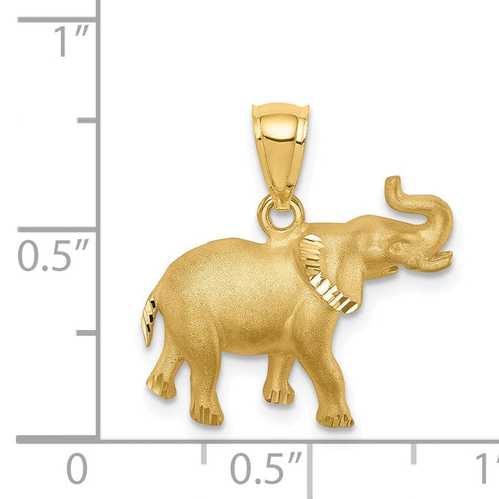 Lovely Rita's Pendants & Charms 14k Yellow Gold Solid Brushed Diamond Cut Finish Elephant Charm Pendant